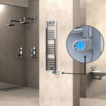 Radiva - Haiti Electric Towel Warmer 300x1200 Flat Chrome (Musa Thermostat) 200 Watt