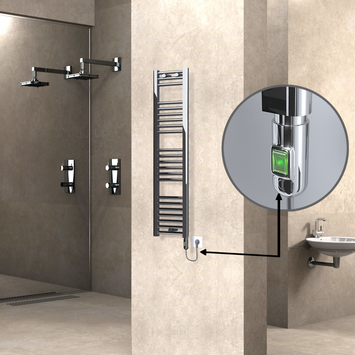 Radiva - Haiti Electric Towel Warmer 300x1200 Flat Chrome (On/Off Button) 200 Watt