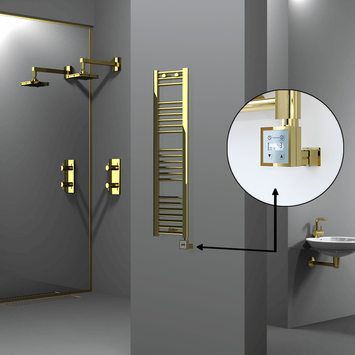 Radiva - Haiti Electric Towel Warmer 300x1200 Flat Gold (KTX3 Thermostat) 200 Watt