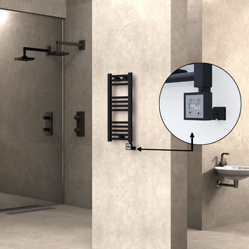 Radiva - Haiti Electric Towel Warmer 300x700 Flat Black Matt (KTX3 Thermostat) 200 Watt