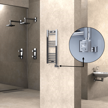  - Haiti Electric Towel Warmer 300x800 Flat Chrome (KTX3 Thermostat) 200 Watt