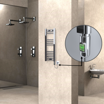 Radiva - Haiti Electric Towel Warmer 300x800 Flat Chrome (On/Off Button) 200 Watt