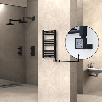 Radiva - Haiti Electric Towel Warmer 400x700 Flat Black Matt (KTX3 Thermostat) 300 Watt