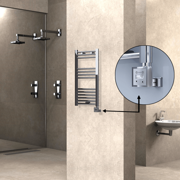  - Haiti Electric Towel Warmer 400x800 Flat Chrome (KTX3 Thermostat) 200 Watt