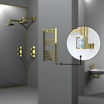 Radiva - Haiti Electric Towel Warmer 400x800 Flat Gold (KTX3 Thermostat) 200 Watt