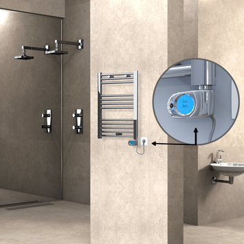 Radiva - Haiti Electric Towel Warmer 500x700 Flat Chrome (Musa Thermostat) 200 Watt