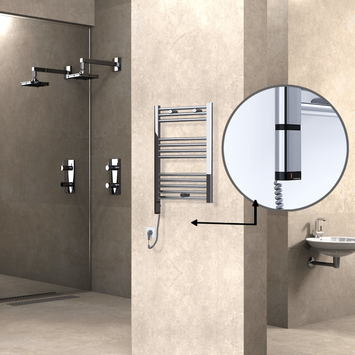 Radiva - Haiti Electric Towel Warmer 500x700 Flat Chrome (OneD On/Off ) Left 200 Watt