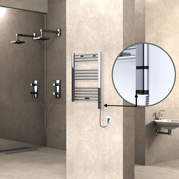 Radiva - Haiti Electric Towel Warmer 500x700 Flat Chrome (OneD On/Off ) Right 200 Watt