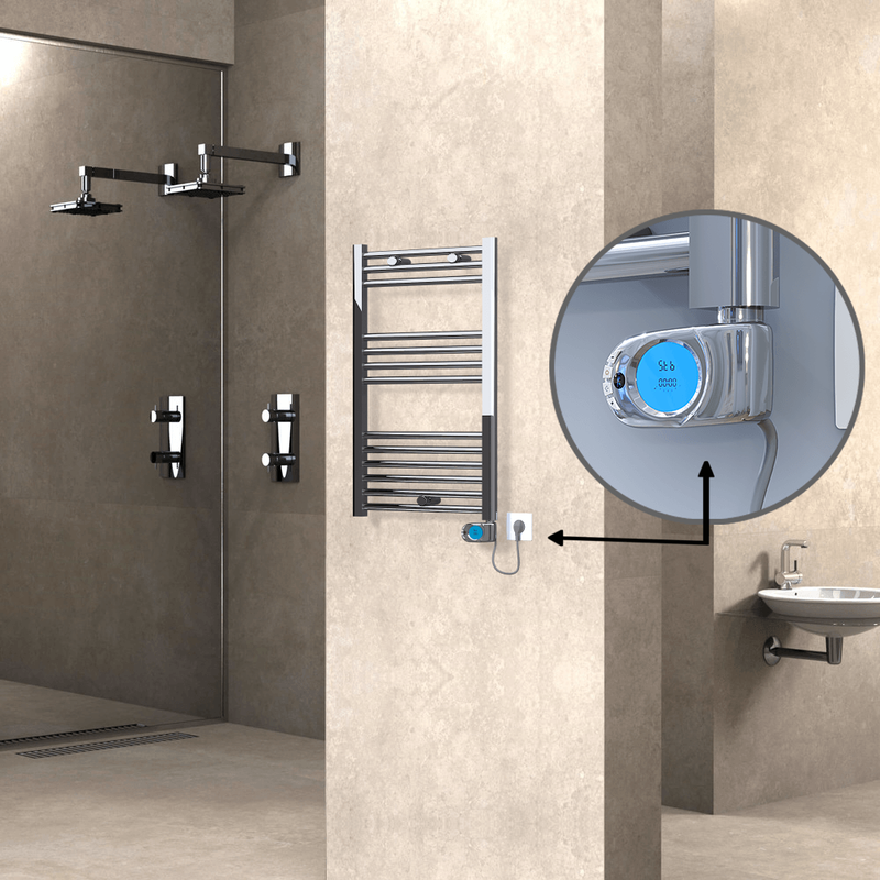 Haiti Electric Towel Warmer 500x800 Flat Chrome (Musa Thermostat) 200 Watt