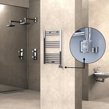  - Haiti Electric Towel Warmer 500x800 Flat Chrome (KTX3 Thermostat) 200 Watt