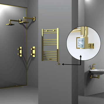 Radiva - Haiti Electric Towel Warmer 500x800 Flat Gold (KTX3 Thermostat) 200 Watt