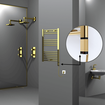 Radiva - Haiti Electric Towel Warmer 500x800 Flat Gold (OneD On/Off ) Right 200 Watt