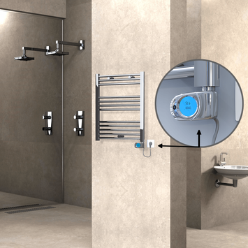 Radiva - Haiti Electric Towel Warmer 600x700 Flat Chrome (Musa Thermostat) 200 Watt