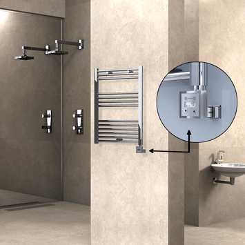  - Haiti Electric Towel Warmer 600x800 Flat Chrome (KTX3 Thermostat) 300 Watt