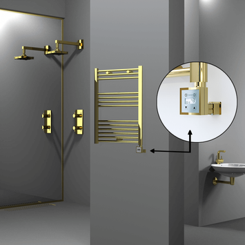 Radiva - Haiti Electric Towel Warmer 600x800 Flat Gold (KTX3 Thermostat) 300 Watt