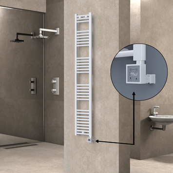 Radiva - Haiti Electric Towel Warmer 300x1800 Flat White Gloss (KTX3 Thermostat) 600 Watt