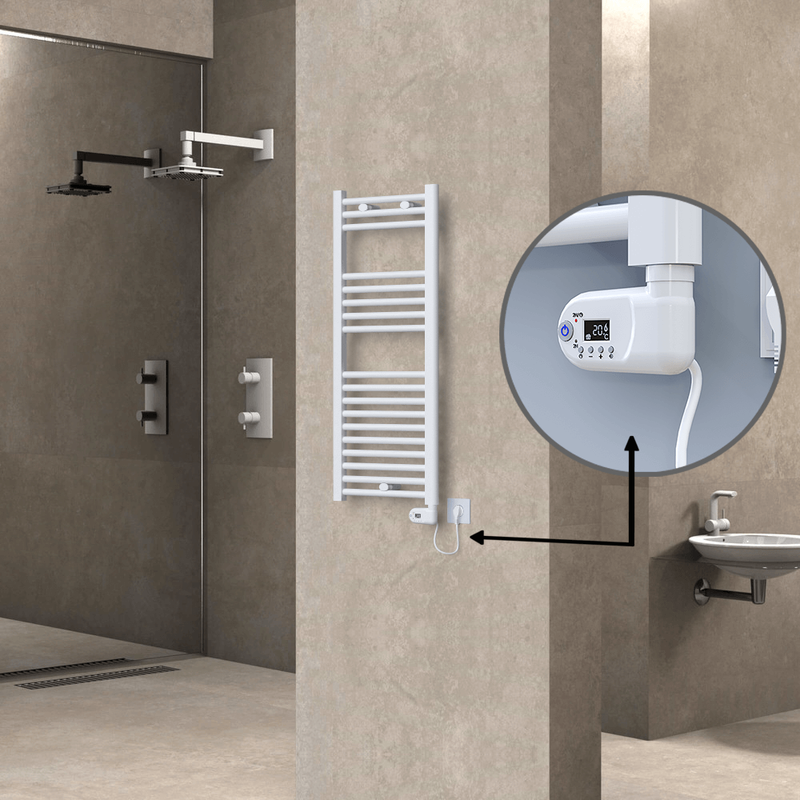 Haiti Electric Towel Warmer 400x1000 Flat White Gloss (Thesis Thermostat) 300 Watt