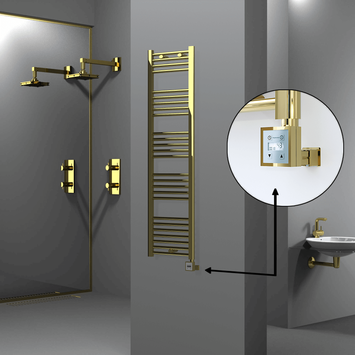 Radiva - Haiti Electric Towel Warmer 400x1500 Flat Gold (KTX3 Thermostat) 300 Watt