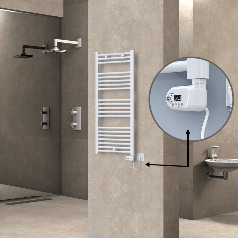 Haiti Electric Towel Warmer 500x1100 Flat White Gloss (Thesis Thermostat) 600 Watt