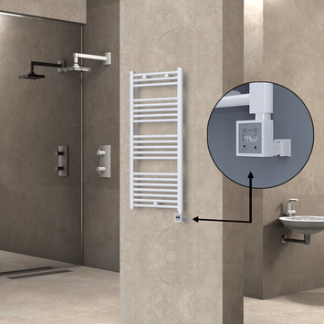 Radiva - Haiti Electric Towel Warmer 500x1100 Flat White Gloss (KTX3 Thermostat) 600 Watt