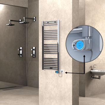 Radiva - Haiti Electric Towel Warmer 500x1200 Flat Chrome (Musa Thermostat) 300 Watt