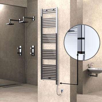 Radiva - Haiti Electric Towel Warmer 500x1800 Flat Chrome (OneD On/Off ) Right 300 Watt