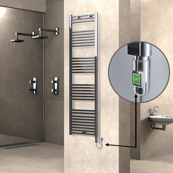 Radiva - Haiti Electric Towel Warmer 500x1800 Flat Chrome (On/Off Button) 600 Watt