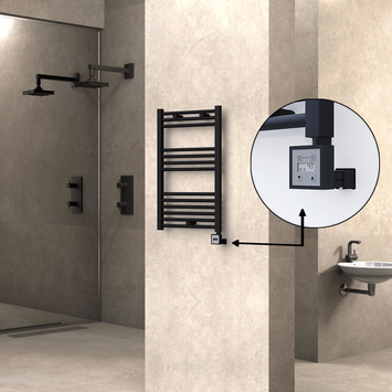 Radiva - Haiti Electric Towel Warmer 500x800 Flat Black Matt (KTX3 Thermostat) 300 Watt