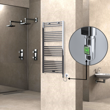 Radiva - Haiti Electric Towel Warmer 600x1200 Flat Chrome (On/Off Button) 300 Watt