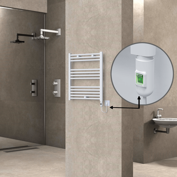 Radiva - Haiti Electric Towel Warmer 600x700 Flat White Gloss (On/Off Button) 300 Watt