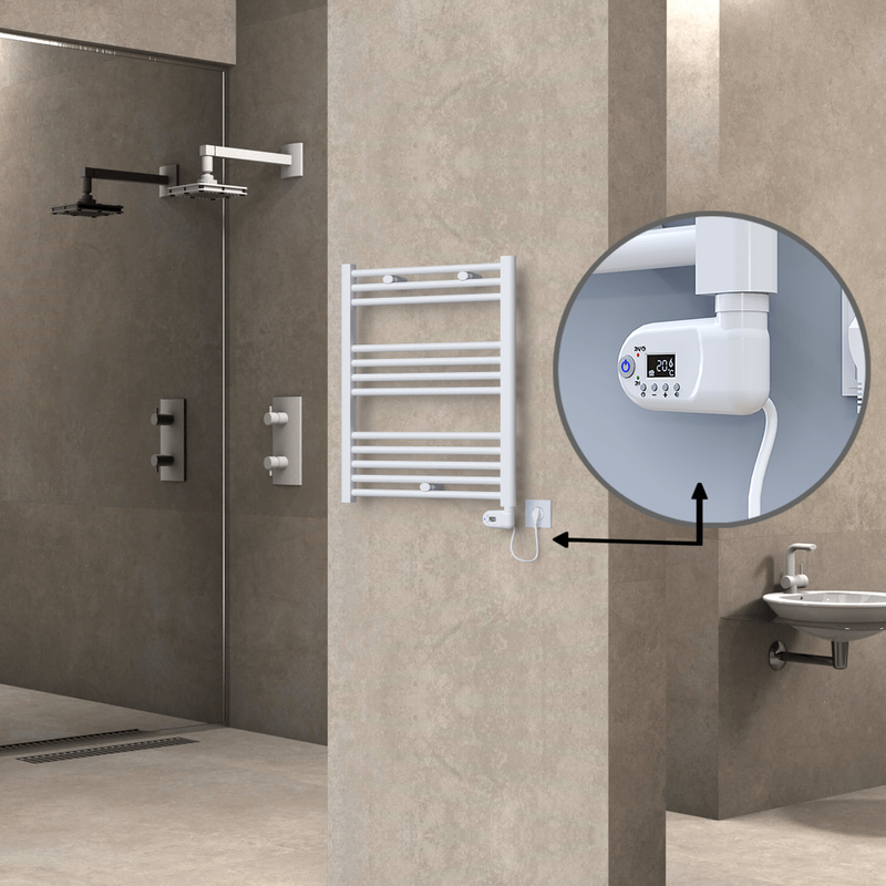 Haiti Electric Towel Warmer 600x700 Flat White Gloss (Thesis Thermostat) 300 Watt