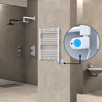 Radiva - Haiti Electric Towel Warmer 600x800 Flat White Gloss (Musa Thermostat) 300 Watt