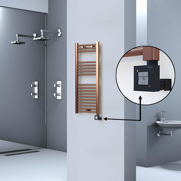  - Haiti Electric Towel Warmer 400x1000 Flat Antique Copper Gloss (KTX1 Thermostat) 200 Watt