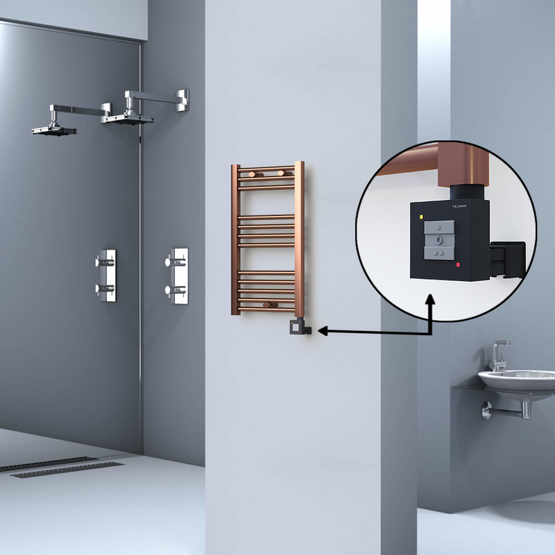 Haiti Electric Towel Warmer 400x700 Flat Antique Copper Gloss (KTX1 Thermostat) 200 Watt