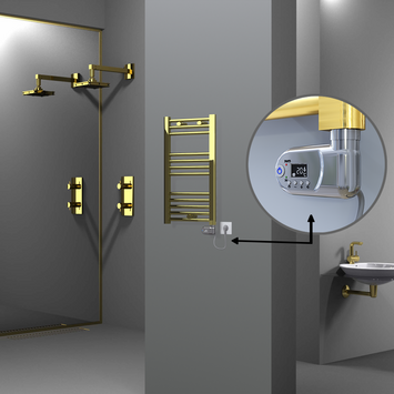 Radiva - Haiti Electric Towel Warmer 400x700 Flat Gold (Thesis Thermostat) 200 Watt