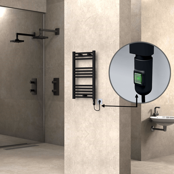 Radiva - Haiti Electric Towel Warmer 400x700 Flat Black Matt (On/Off Button) 300 Watt