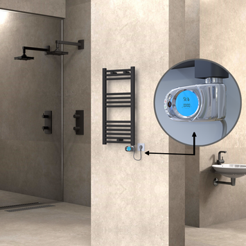 Radiva - Haiti Electric Towel Warmer 400x800 Flat Anthracite Textured (Musa Thermostat) 300 Watt