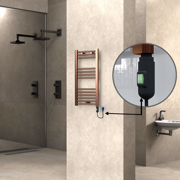  - Haiti Electric Towel Warmer 400x800 Flat Antique Copper Gloss (On/Off Button) 200 Watt