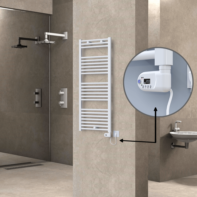Haiti Electric Towel Warmer 500x1200 Flat White Gloss (Thesis Thermostat) 600 Watt