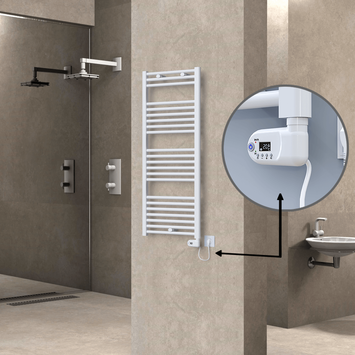 Radiva - Haiti Electric Towel Warmer 500x1200 Flat White Gloss (Thesis Thermostat) 600 Watt
