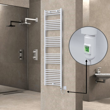 Radiva - Haiti Electric Towel Warmer 500x1800 Flat White Gloss (On/Off Button) 900 Watt