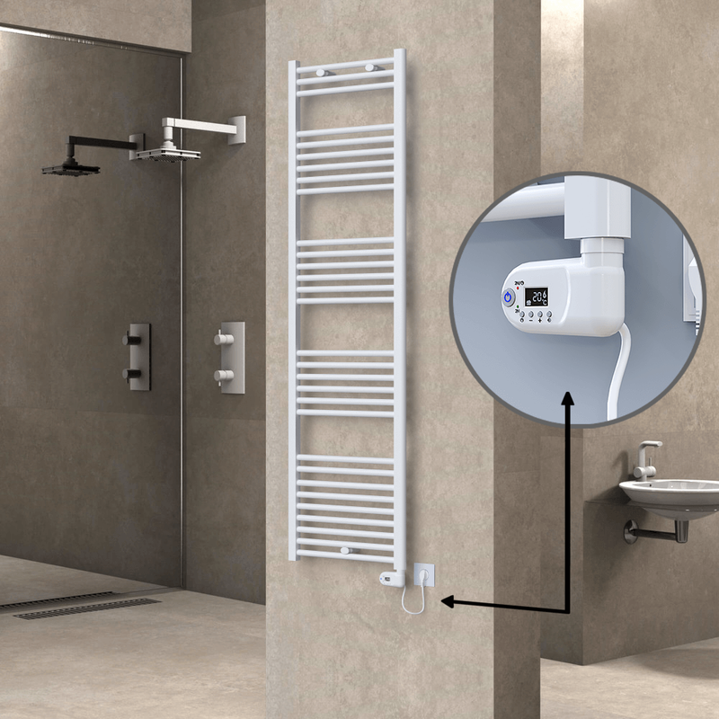 Haiti Electric Towel Warmer 500x1800 Flat White Gloss (Thesis Thermostat) 900 Watt