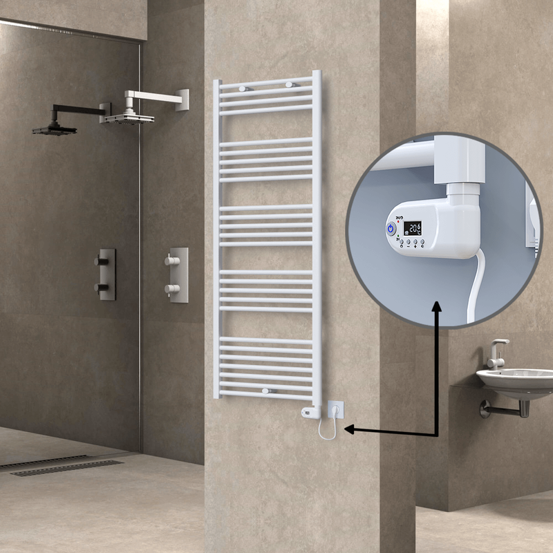 Haiti Electric Towel Warmer 600x1500 Flat White Gloss (Thesis Thermostat) 900 Watt
