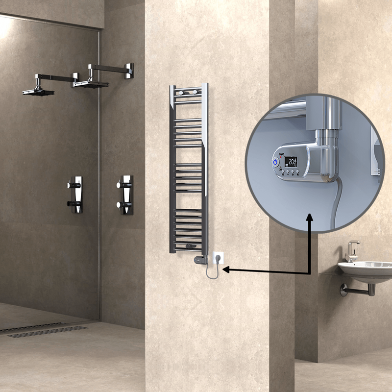 Haiti Electric Towel Warmer 300x1100 Flat Chrome (Thesis Thermostat) 200 Watt