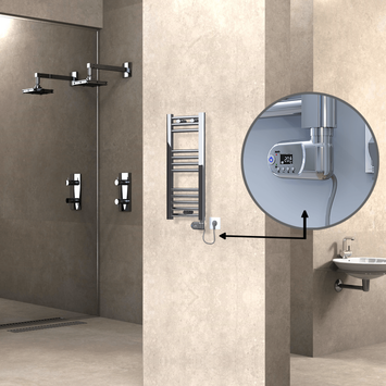 Radiva - Haiti Electric Towel Warmer 300x700 Flat Chrome (Thesis Thermostat) 200 Watt