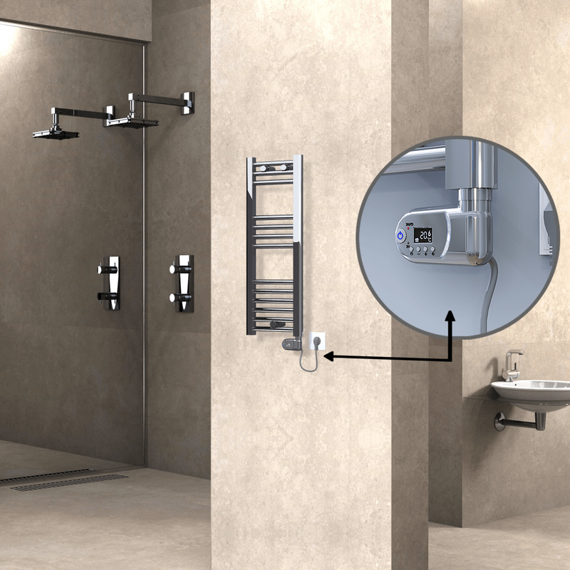 Haiti Sèche Serviettes Electrique 200 Watt 300x800 Plat Chrome (Thermostat Thesis)