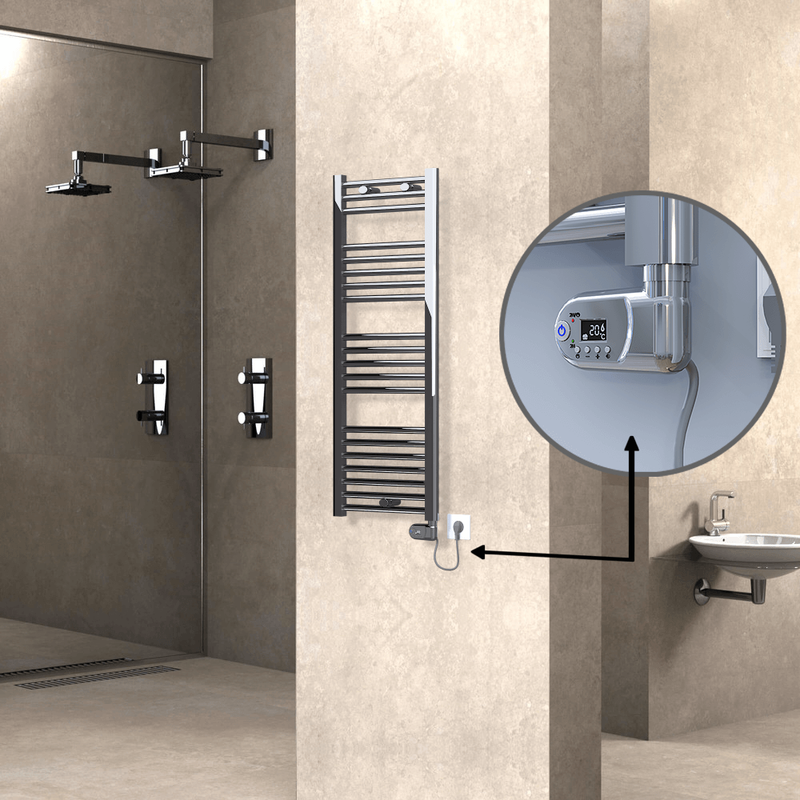 Haiti Electric Towel Warmer 400x1100 Flat Chrome (Thesis Thermostat) 300 Watt