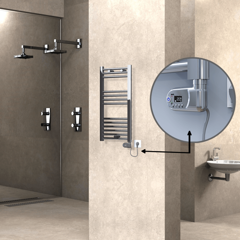 Haiti Sèche Serviettes Electrique 200 Watt 400x800 Plat Chrome (Thermostat Thesis)