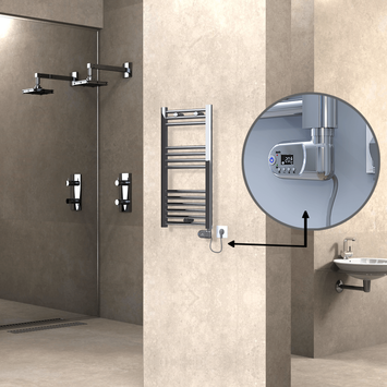 Radiva - Haiti Sèche Serviettes Electrique 200 Watt 400x800 Plat Chrome (Thermostat Thesis)