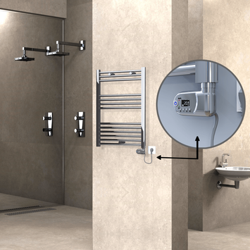 Radiva - Haiti Sèche Serviettes Electrique 300 Watt 600x800 Plat Chrome (Thermostat Thesis)